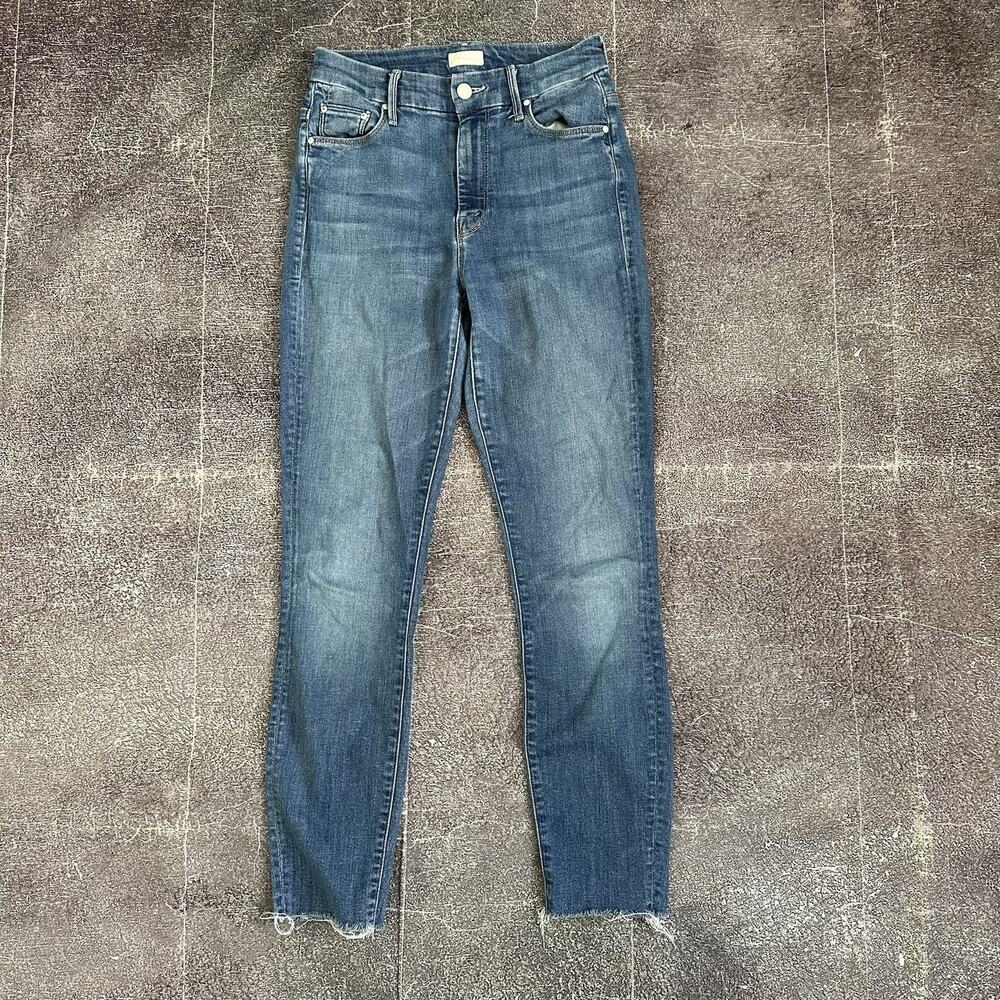 Women's Mother High Waisted Looker Ankle Fray One Smart Cookie Wash Jeans Sz 25